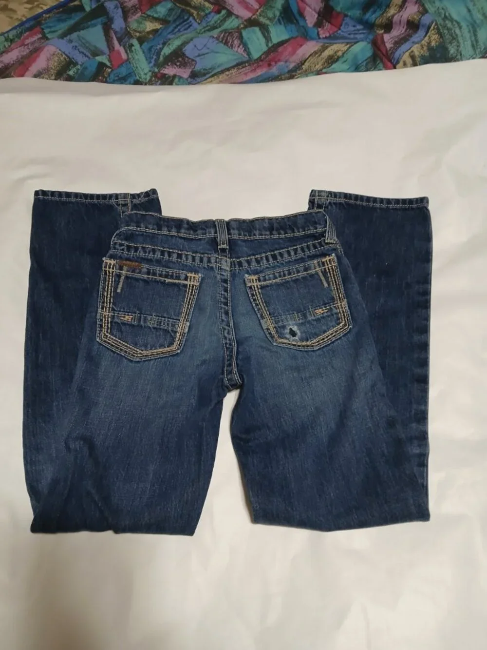 Ariat Denim B5 Slim Straight Boys Size 14 Western Cowboy Blue Jeans Embroidered